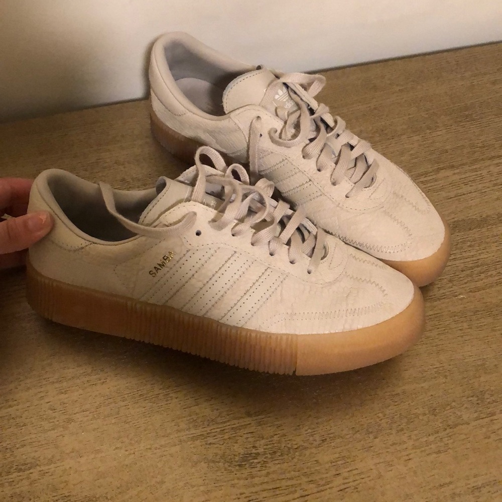 Adidas SAMBAROSE Beige Crocodile Print Sneakers